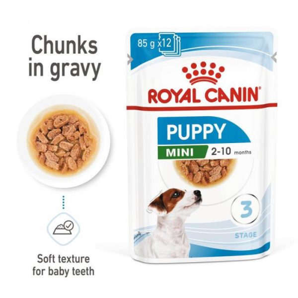 Royal Canin Mini Puppy Wet Food (in Gravy) 12x85g Pouches - Image 2