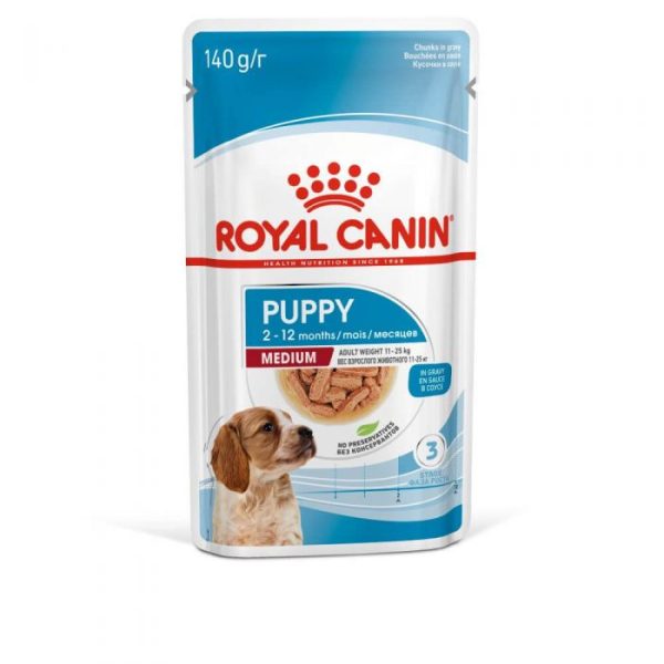 Royal Canin Medium Puppy Wet Food (in Gravy) 10x140g Pouches