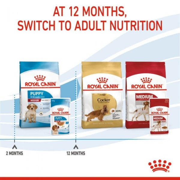 Royal Canin Medium Puppy Wet Food (in Gravy) 10x140g Pouches - Image 9