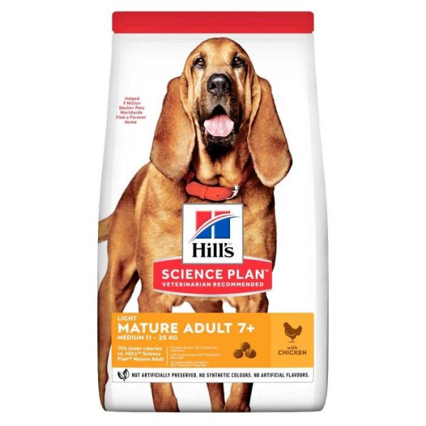 Hill's Science Plan Mature Adult 7+ Light Medium Breed Dog Food Chicken