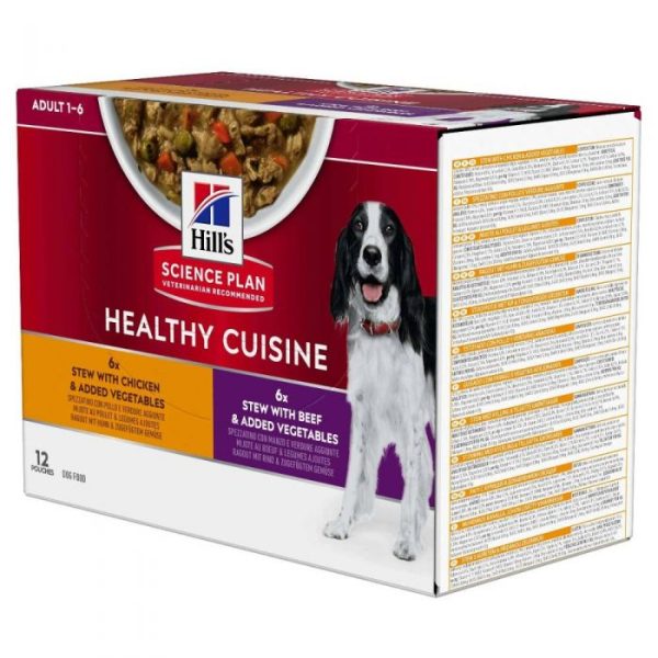 Hill's Science Plan Healthy Cuisine Adult Dog Food - Stew with Chicken/Beef & Vegetables 12x90g Pouches