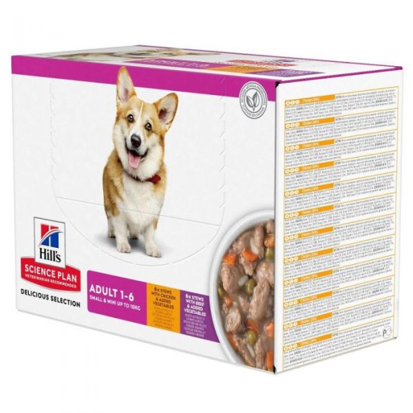 Hill's Science Plan Adult Small & Mini Dog Breed Stew Chicken/Beef & Vegetables 12x80g Pouch