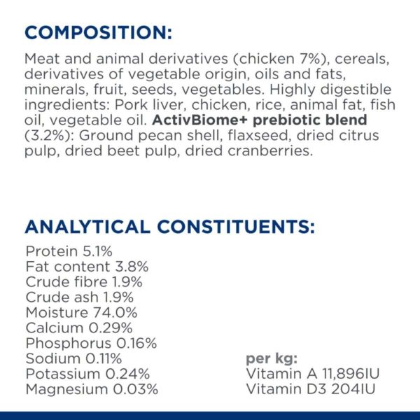Hill's Prescription Diet Gastrointestinal Biome - Wet Dog Food with Chicken 12x370g Cans - Image 2